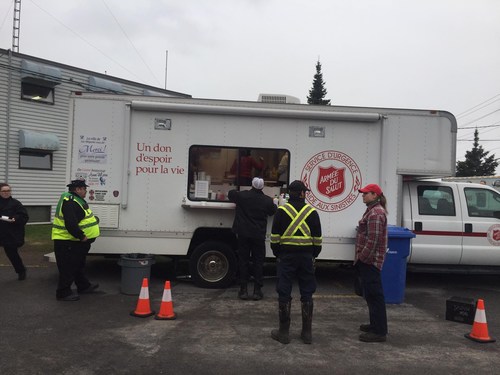 In Rigaud, Quebec, The Salvation Army is serving meals to first responders and volunteers doing the sand bagging as well as providing emotional and spiritual support for those evacuated (CNW Group/The Salvation Army)