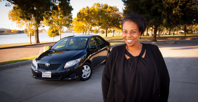 On the Road Lending client Ericka Griffin with her certified pre-owned 2009 Corolla (Photographer/John B. Sutton, Jr., Sutton Pictures)