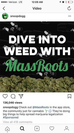 MassRoots Launches Celebrity Influencer Campaign to Accelerate User Growth