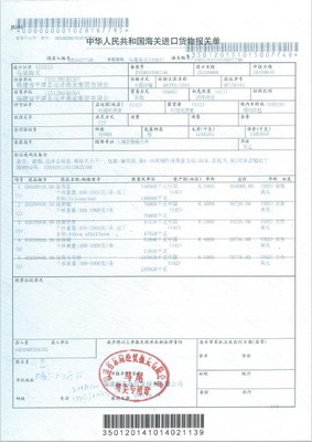 Example of Customs Declaration Form