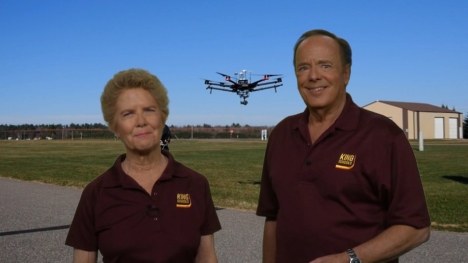 John and Martha King are the instructors in the King Schools drone course version 2.0.  The course prepares customers to pass the FAA  Unmanned Aircraft Systems Knowledge Test.