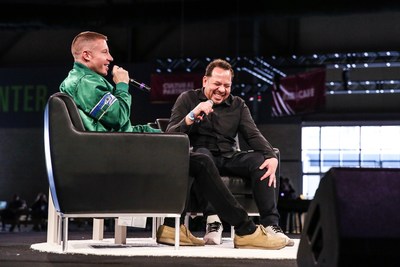 Macklemore shares personal stories during his keynote address at the Summit of the inaugural Upstream Music Fest + Summit in Seattle on May 13, 2017. Photo credit: Sunny Martini | Visit www.UpstreamMusicFest.com for more information.