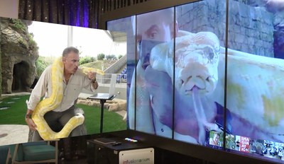 Ron Magill, sharing his Zoo Miami animals with pediatric cancer patients in the Infusionarium