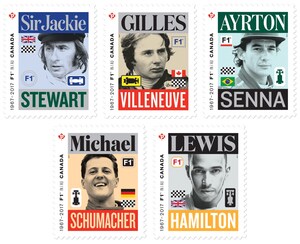 Canada Post's Formula One stamps honour five legends who together have won 17 FORMULA 1 GRAND PRIX DU CANADA races