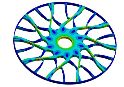 Topology optimized wheel using new cyclic symmetry capability in ANSYS Mechanical 18.1