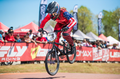 BMX Pro and Klean Team Athlete Alise Post racing shortly after receiving her seventh consecutive USA Cycling® BMX National Champion title