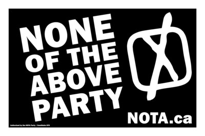 None of the Above Party and NOTA.ca (CNW Group/None of the Above Party of Ontario (NOTA))