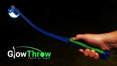 The GlowThrow - Fetch at Night LED powered glow in the dark ball launcher for your dog