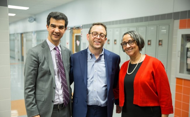 (Left to right): Council Member Ydanis Rodriguez, Lightstone Chairman & CEO David Lichtenstein, and Yvonne Stennett, Executive Director, Community League of the Heights