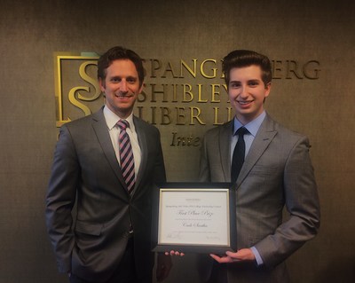 Attorney, Jeremy Tor (left) with Cade Santha (right), the First Prize winner of the 2017 Spangenberg Law Firm Video PSA Scholarship Contest.