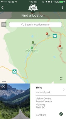 Map: A high level map is preloaded and viewable offline with a point linking to every location's summary information. (CNW Group/Parks Canada)