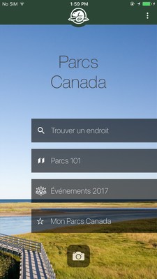 Page d'accueil: La page d'accueil affiche des options pour les utilisateurs pour les aider  planifier leur aventure. (Groupe CNW/Parcs Canada)