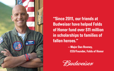 Since 2011, Budweiser has donated a total of $11 million to Folds of Honor, and this summer, Budweiser is hoping to increase that figure by another $1 million.
