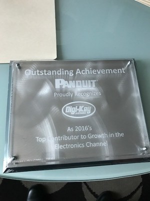 Digi-Key Receives Recognition as Panduit’s 2016 Top Contributor to Growth in the Electronics Channel