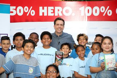 Students from McKinley Elementary (Compton) and Providencia Elementary (Burbank) meet Actor Ed Helms, Voice of Captain Underpants, at an advanced screening of "Captain Underpants: The First Epic Movie" hosted by Education Through Music-Los Angeles at DreamWorks Animation Studios on May 22, 2017 in Glendale, California. Photo by Danny Moloshok. Moloshok Photography, Inc., danny@molophoto.com, etmla.org