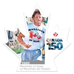 Espoir, courage, détermination : le sixième timbre soulignant les 150 ans du Canada célèbre le Marathon de l'espoir de Terry Fox