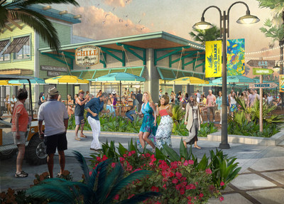 Margaritaville signature concept restaurant and Town Center rendering