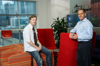 Publons co-founder, Andrew Preston (seated) and CEO of Clarivate Analytics, Jay Nadler, enjoying a casual chat at Clarivate HQ in Philadelphia.