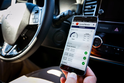 LexisNexis Risk Solutions and Mitsubishi Motors are working together to promote safer driving and enhance customer ownership experience by allowing its owners to enroll and easily participate in UBI to potentially help lower their insurance premiums and further reduce the cost of vehicle ownership. Shown here: LexisNexis Risk Solutions smart phone app for Mitsubishi vehicle owners provides feedback after a driving event.