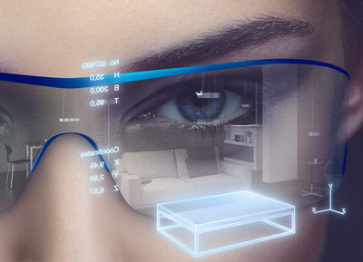 Enabling augmented reality glasses to display exactly the right information at the right time: Thanks to the tiny SFH 4055 infrared LED, eye-tracking systems can also be fitted to headsets to establish the line of sight.