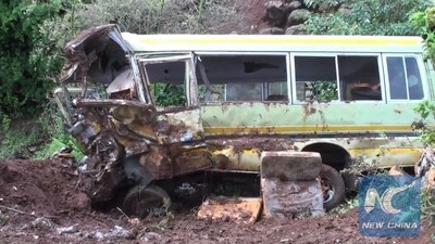 Pictured above is what is left of the bus after the horrific accident in Tanzania killing 33 children and 3 adults.