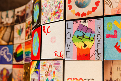 Marriott International #LoveTravels Mosaic featuring artwork from Tituss Burgess, Laverne Cox, Jazz Jennings and thousands of others from 96 countries around the world.