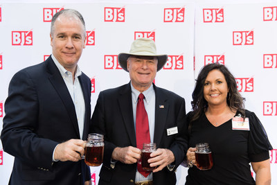 Christopher J. Baldwin (left), President and CEO of BJ's Wholesale Club, Mayor Wiley Johnson (center) and Dawn Albright (right), General Manager at BJ's Wholesale Club toast to the opening of the new Summerville Club with sweet tea on June 1, 2017.