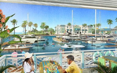 The One Particular Harbour Marina will include 55 wet slips and 128 dry slips, ships store, and up to 30,000 square feet of commercial space with restaurants, entertainment and shops. Renderings by The McBride Company.