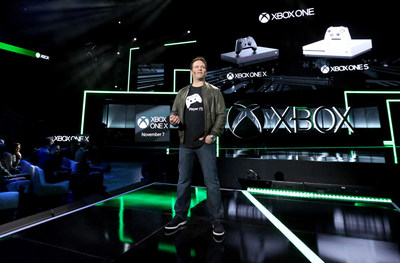 Phil Spencer, head of Xbox, discusses the Xbox One family of devices, including Xbox One X, at the Xbox E3 2017 Briefing on Sunday, June 11, 2017, in Los Angeles. (Photo by Casey Rodgers/Invision for Xbox/AP Images)