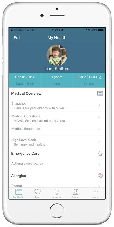 The My Health feature of the new Caremap app enables patients to capture details about their health conditions.