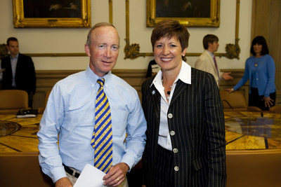 WGU Indiana was formed in 2010 as the result of former Indiana Governor Mitch Daniels’ (L) vision for an online, nonprofit state university for Hoosier adults. Allison Barber, PhD (R) has served as WGU Indiana’s chancellor since its inception. The university is celebrating its seven-year anniversary this month.