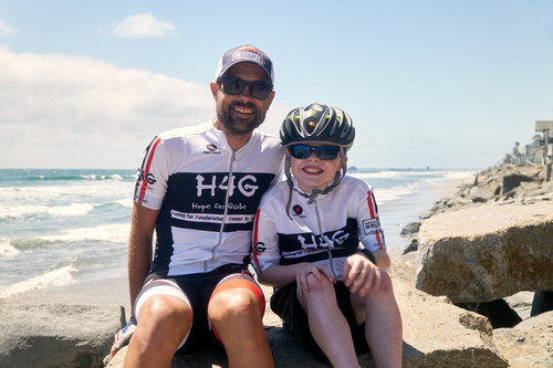 Brian Toone and Gabe Griffin enjoy downtime in Oceanside, CA prior to Race Across America. Toone will race his bicycle 3,071 miles to Annapolis, MD raising awareness about Gabe's terminal condition. Photo Credit: Garrett Coyte