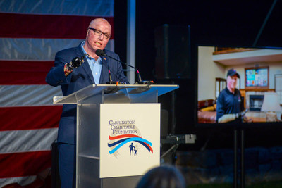 U.S. Army Sgt. First Class Michael Schlitz speaking at the Carrington Charitable Foundation inaugural Gala in Greenwich, Conn.