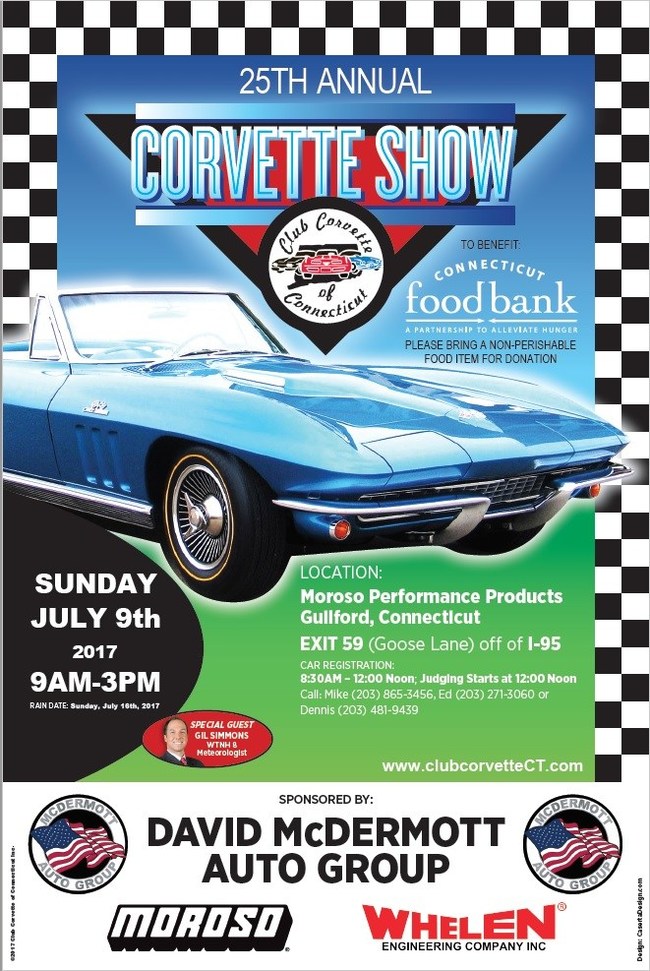 Club Corvette of Connecticut to Host 25th Annual Corvette Show July 9