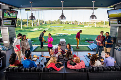 View of the hitting bays and outfield at Topgolf