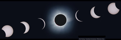 Time-lapse sequence of the total solar eclipse of 9 March 2016 as observed from aboard the cruise ship Le Soleal in the Molucca Sea off Indonesia. Photos shot with Canon Rebel T3i DSLR and image-stabilized zoom lens at 300-mm focal length, handheld. Credit: Rick Fienberg / TravelQuest International / Wilderness Travel