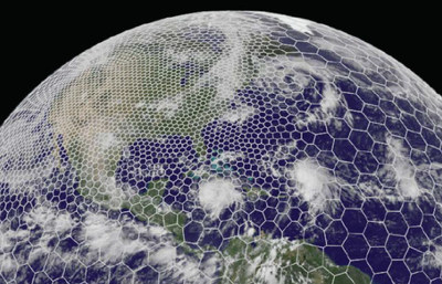 The Model for Prediction Across Scales enables forecasters to combine a global view of the atmosphere with a higher-resolution view of a particular region, such as North America. (@UCAR. This image is freely available for media & nonprofit use.)