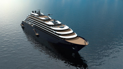 Rendering of the exterior of the one of three ships part of The Ritz-Carlton Yacht Collection