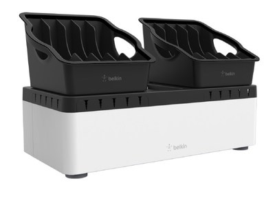The Store and Charge Go is a compact and convenient storage unit, offering a universal solution to safely stow, charge and distribute multiple classroom devices. The uniquely designed unit can charge up to ten devices – any mix of Chromebooks, laptops, tablets or other mobile devices – simultaneously and is equipped with a base compartment to house charging cables. Five portable trays enable simple and efficient device distribution and collection throughout the classroom. This compact design eli