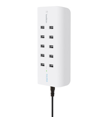 The Rockstar 10-Port USB Charging Station features a 10-outlet power hub, designed to work with any combination of USB-charging classroom devices. Smartly designed for active environments, this intelligent multi-charge station is equipped with regional compatibility, surge protection and independent charging. Each port offers up to 2.4 Amps to ensure optimal charging for each classroom device, regardless of the number and size of devices connected.