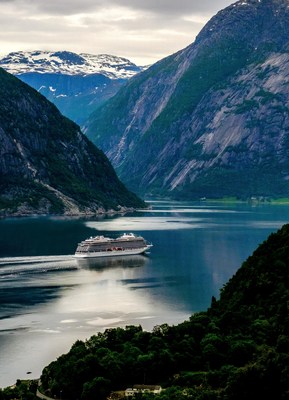 Viking Sky in Eidfjord, Norway on her way to be christened in Tromsø on June 22. Visit www.vikingruises.com for more information.