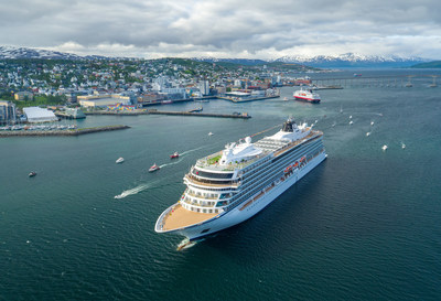 Immediately following the christening, Viking Sky set sail from Tromsø with a convoy of small boats and fishing vessels to mark the summer equinox in Nordkapp (North Cape). Visit www.vikingruises.com for more information.