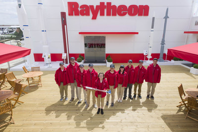International Rocketry Challenge winners Festus High School outside the Raytheon Chalet at the International Paris Air Show. (Photo courtesy of the Raytheon Company)