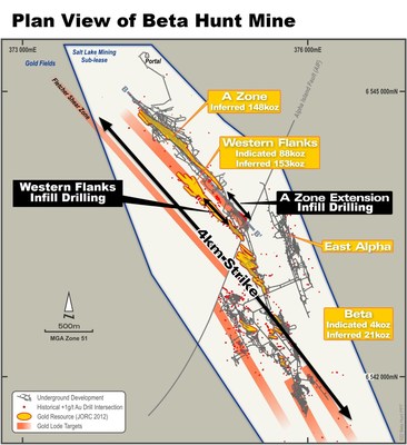 Figure 1: Plan view of Beta Hunt Mine highlighting location of recent infill drill results. (CNW Group/RNC Minerals)