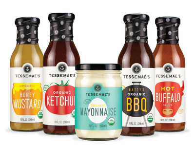 Tessemae's condiment line up includes organic ketchup, BBQ sauce, honey mustard, mayo, and hot buffalo sauce.