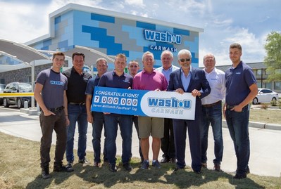 Attending the FastPass Tag Presentation:  from Left to right Jace Tomich (washu employee), Don Tomich (partner), Craig Nelson (partner), Michael Timmer (wash operations), Jose Melendez (washu Plainfield GM), Terry D' Arcy (partner), Willie Vidakovich (owner AVW Equipment), Dick Portillo (7 millionth Fast Pass recipient), Steve Timmer (partner), Xavier Hernandez (washu Villa Park GM)