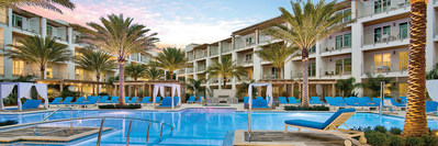 Sunset on the pool at The Pointe in South Walton, Florida