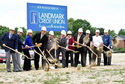 Landmark Credit Union celebrates the groundbreaking for their new branch in Muskego, Wisconsin, June 21.