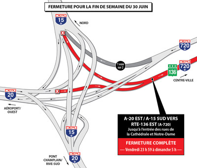 Projet Turcot à Montréal - Entraves dans l'échangeur Turcot durant la fin de semaine du 30 juin 2017