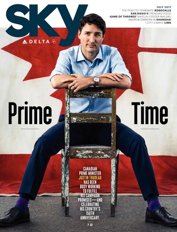 Delta Celebrates Canada's 150th Anniversary with Fare Sale; Prime Minister Trudeau July Sky Magazine Cover Story